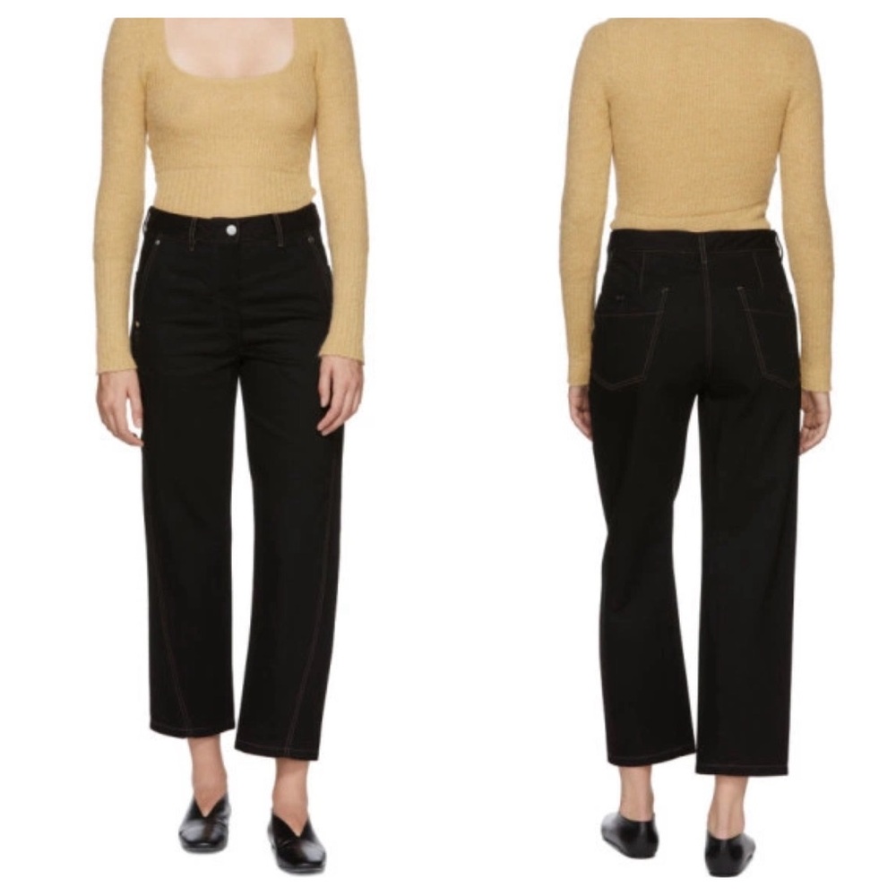 NEW Lemaire black twisted crop jeans
